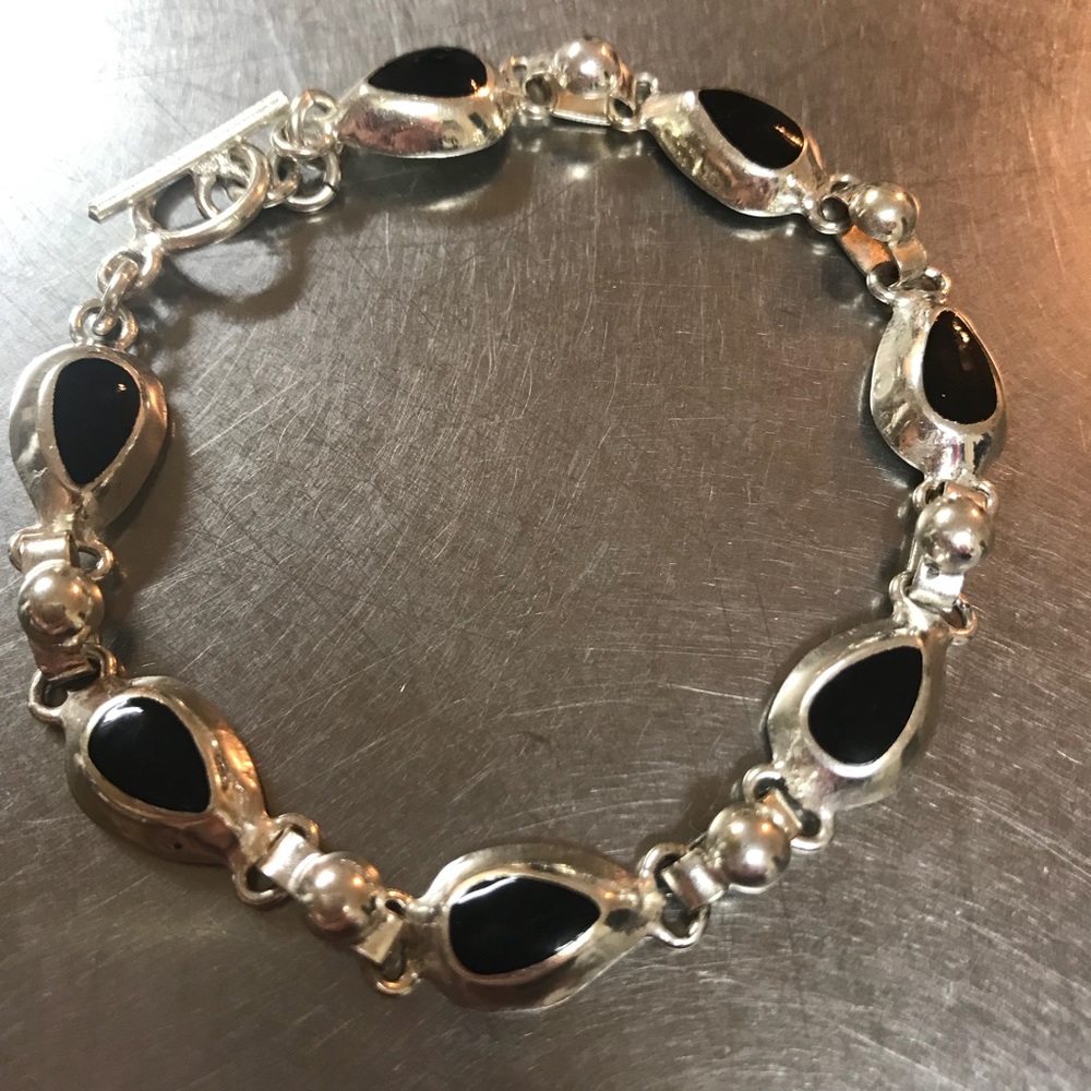 Sterling silver & onyx bracelet